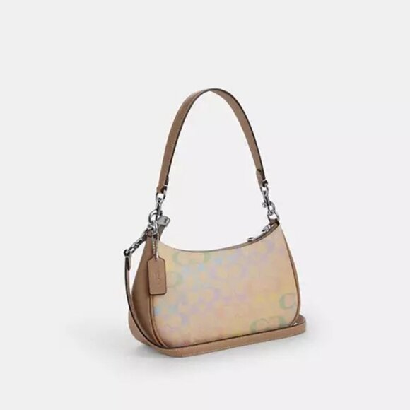 NWT Coach Teri Shoulder Bag In Rainbow Signature Canvas - Picture 2 of 13